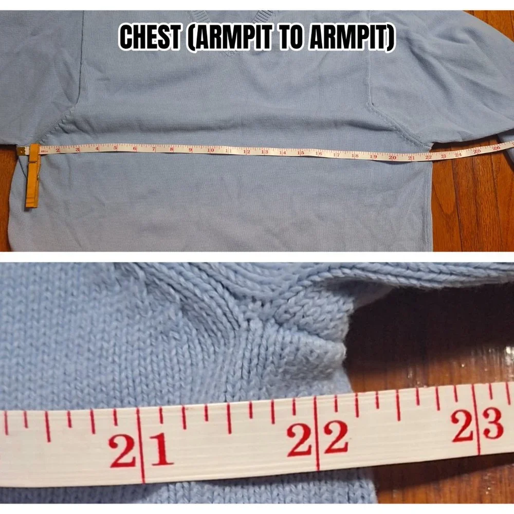 Izod Blue Soft Sweater Pullover Medium VNeck Knit Cotton Length 26